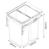 Pure Premium Euro Waste Bin 600mm Cabinet Width (2 x 45lt)