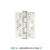 Ball Bearing Butt Security Hinge Square Corners Grade 13 Pair 102 x 76 x 3mm Satin Stainless Steel