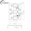 Ball Bearing Butt Hinge Radius Corners 102mm Grade 13 SSS, Pair