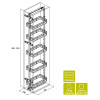 Aura Pull-Out Larder 500mm wide, 6 baskets, 1880-2180 Height, Chrome