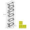 Select Pull-Out Larder 600mm wide, 6 baskets, 1880-2180 Height, Chrome