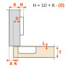 Salice 94° Half Overlay Soft Closing Hinge (19-35mm Door Thickness)