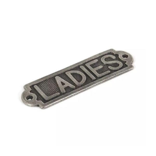 Antique Pewter Ladies Sign