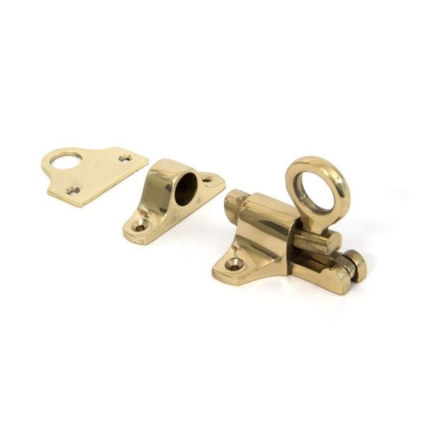 Polished Brass Fanlight Catch + Two Keeps