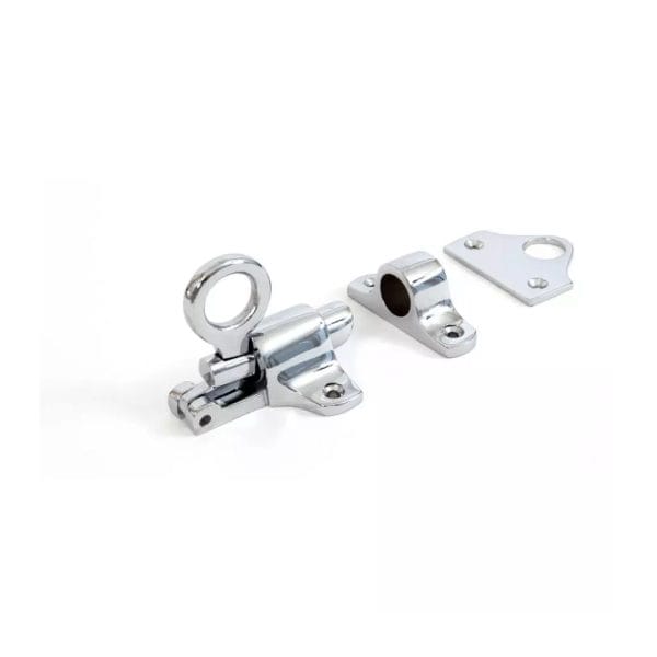 Polished Chrome Fanlight Catch + Two Keeps