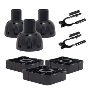 PURE Big Foot Adjustable Plinth Leg Set, 3 Legs + 2 Clips + 3 Bases