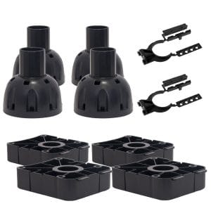 PURE Big Foot Adjustable Plinth Leg Set, 4 Legs + 2 Clips + 4 Bases