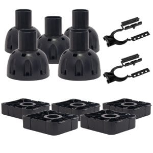 PURE Big Foot Adjustable Plinth Leg Set, 5 Legs + 2 Clips + 5 Bases