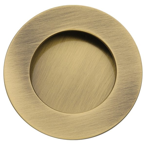 Round Flush Pull Antique Brass finish