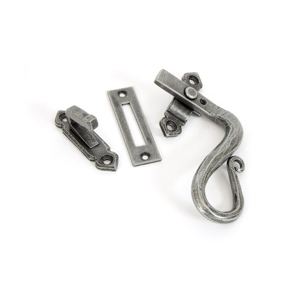 Handmade Shepherd’s crook locking fastener, RH, Pewter Patina