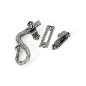Handmade Shepherd's crook locking fastener, LH, Pewter Patina