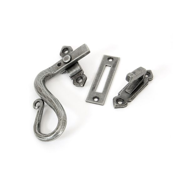Handmade Shepherd’s crook locking fastener, LH, Pewter Patina