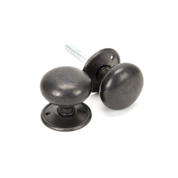 Aged Bronze Mushroom Mortice/Rim Knob Set