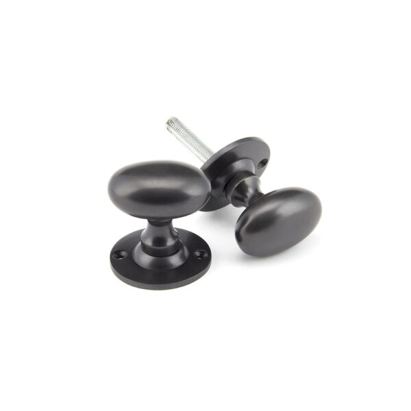 Aged Bronze Oval Mortice/Rim Knob Set