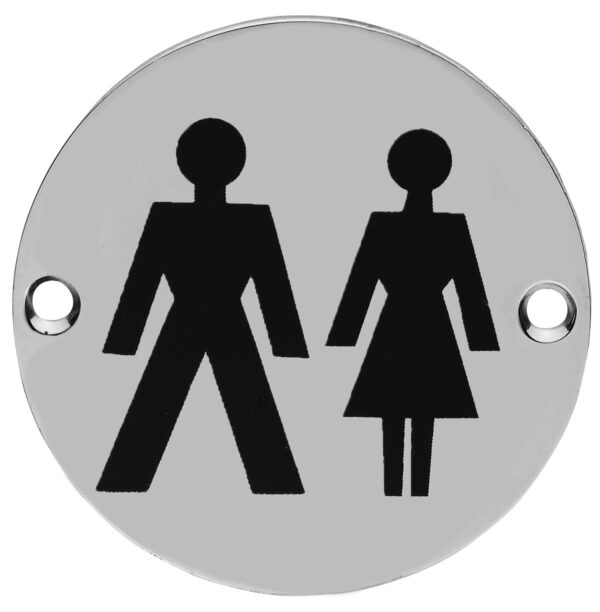 Unisex Symbol Circular Signs 76mm Diameter