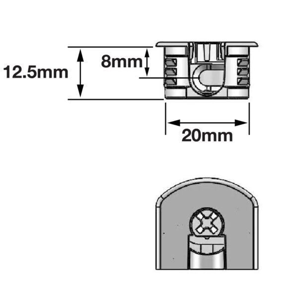 Connector Housing 12.5mm Height, To Suit Shelf Thickness 15/16mm, 3,000/pk