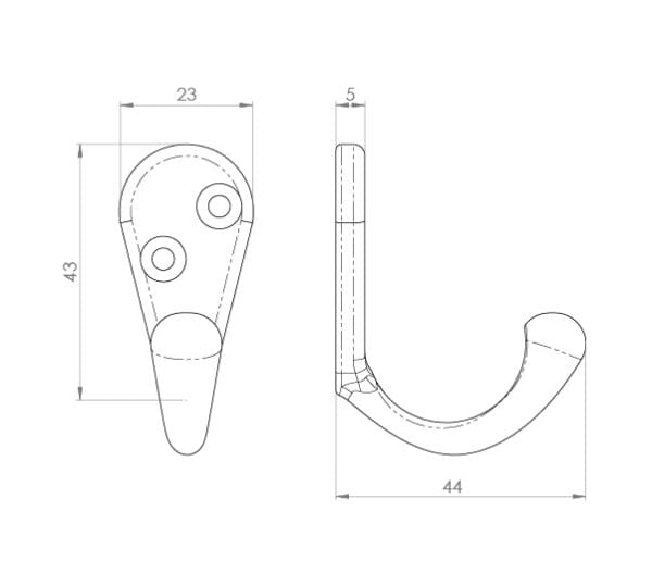 Select Victorian Single Robe Hook Antique Brass