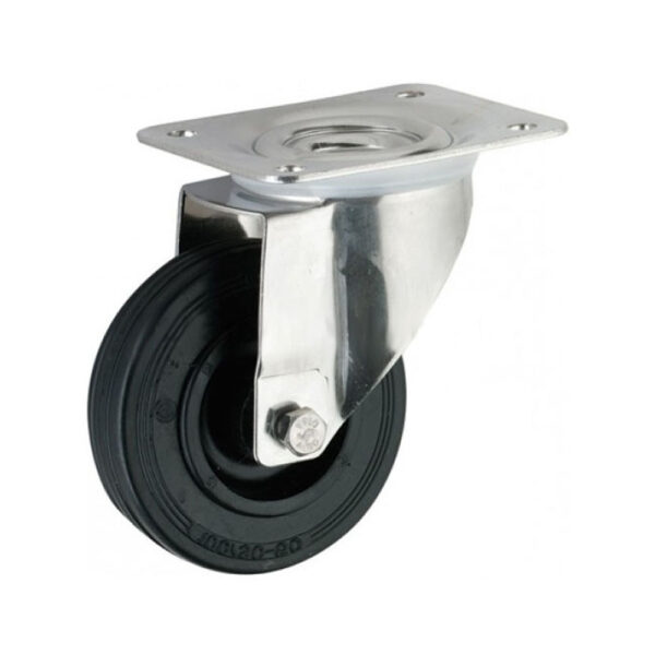Castors Rubber Tyred Swivel Plate 140kg Capacity