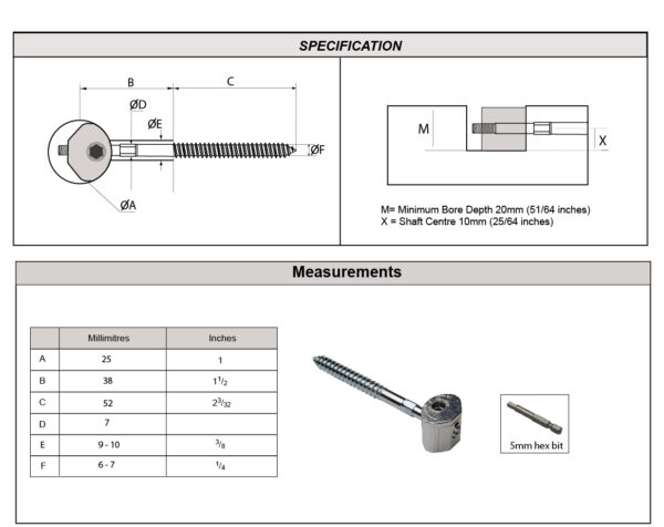 Zipbolt Railbolts M8 x 25mm