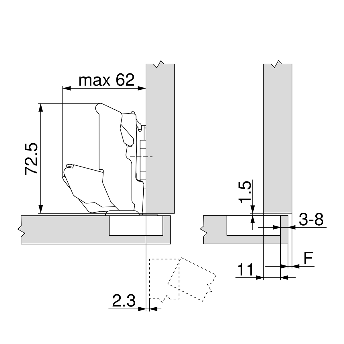 155 Nil Protusion Hinge CFE447
