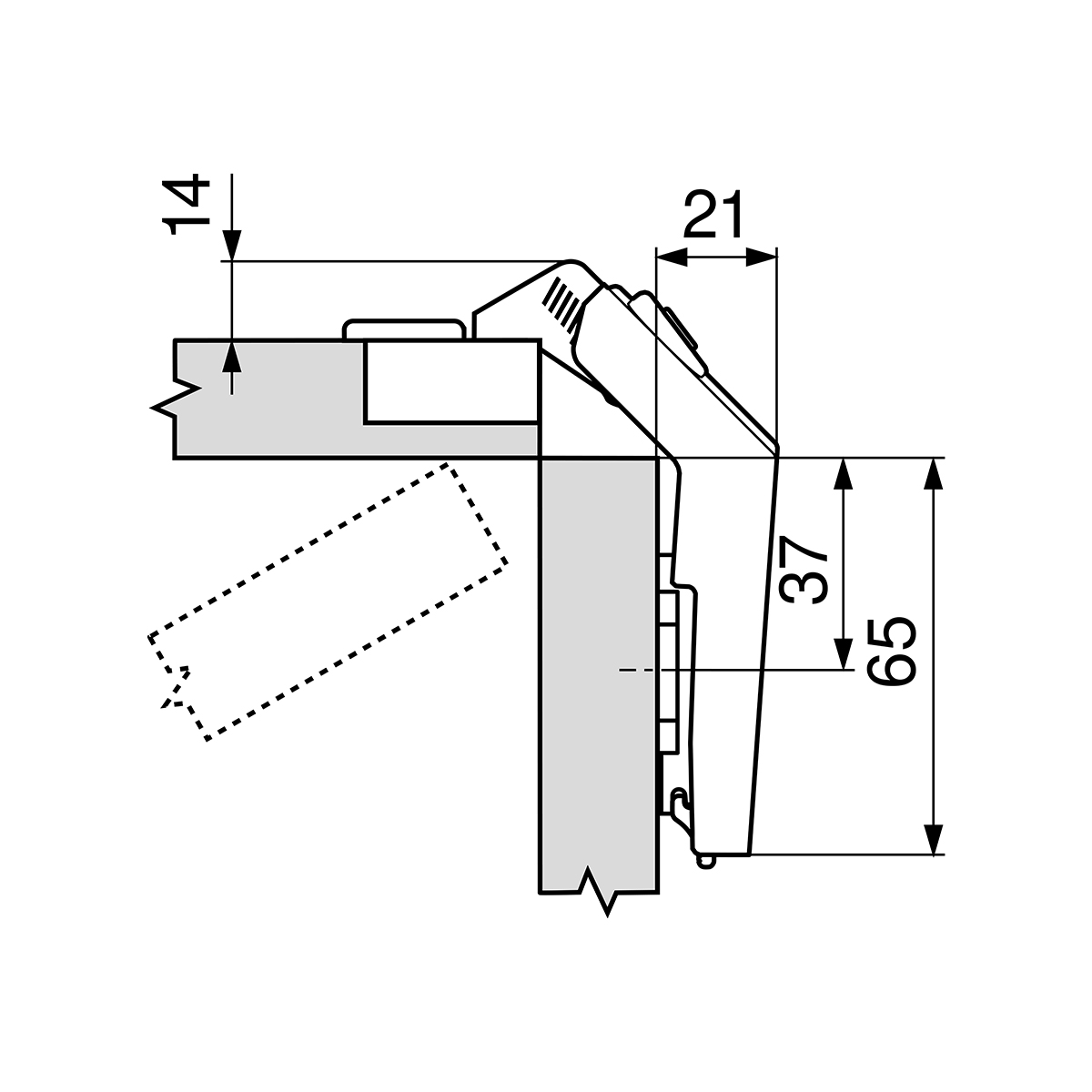 Bi-Fold Hinge CFE475 Dimensions