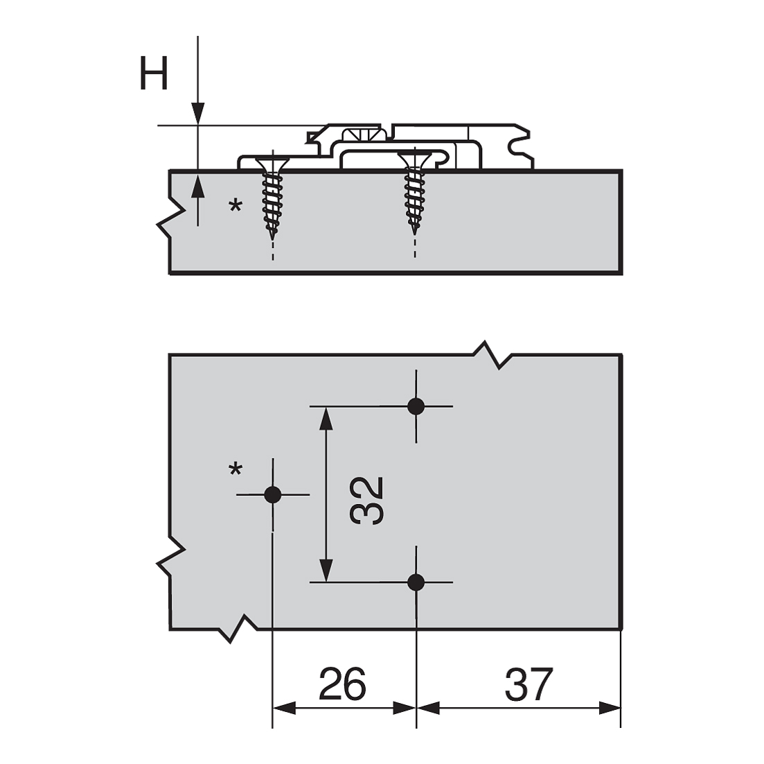 Website-ImagesQuest-Website-ImagesCabinet-FittingsImagesBlum-HingesDie-Cast-Cruciform-Mounting-Plate-Drilling-Dimensions