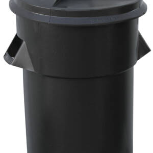 Dustbin and Lid Black Plastic 94L
