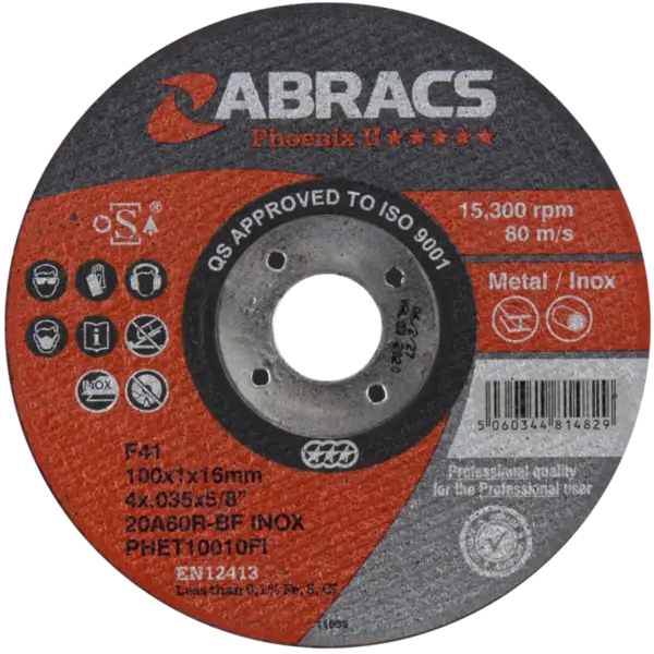 Metal Cutting Disc Extra Thin Flat 100mm × 1.0mm × 16mm Bore