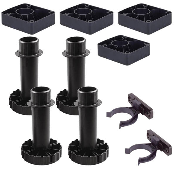 Cabinet Big Foot Leg Set (2 Legs 2 Fixing Blocks 1 Plinth Clips) 145 – 170mm  (1754) ***when stock = 0 use new range***