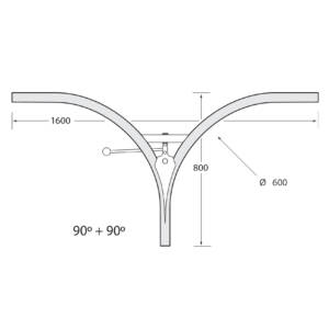 Multirail Track Switch, Two Direction Spit 90° + 90°