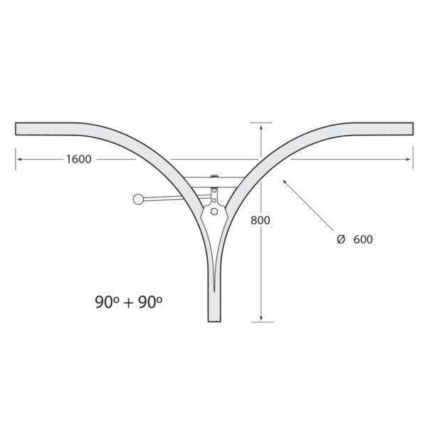 Multirail Track Switch, Two Direction Spit 90° + 90°