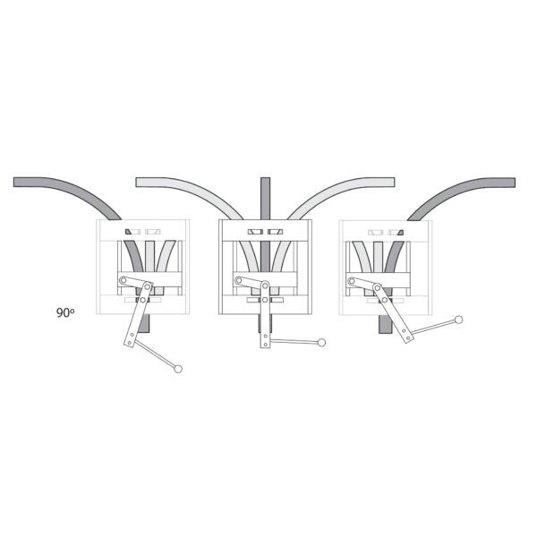 Multirail Track Switch, Parallel Three Direction Spit 90° + 0° + 90°